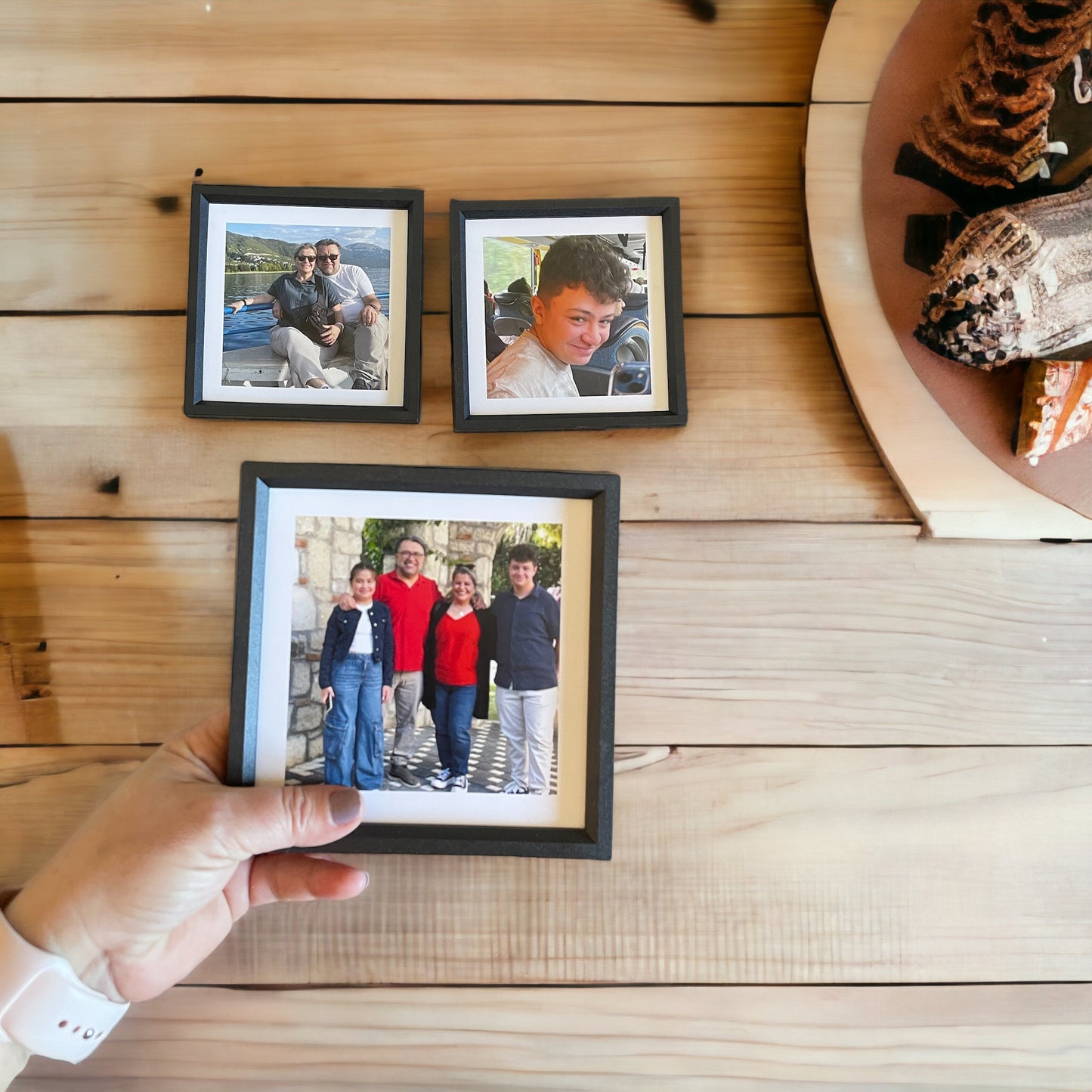 6 adet 14x14 cm Paspartulu Yapışan Çerçeve Siyah