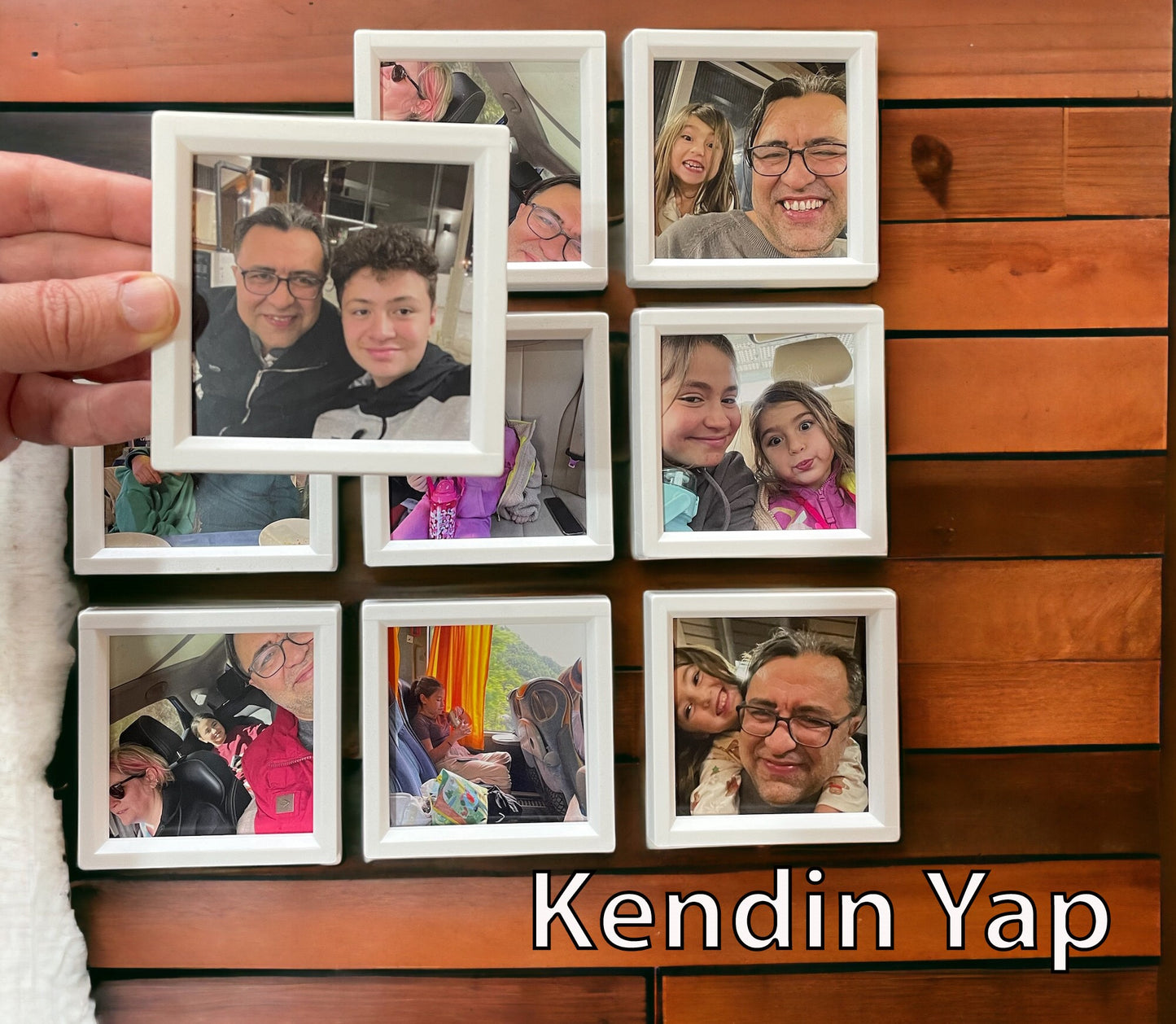 9 adet 10x10 cm Yapışan Çerçeve Beyaz