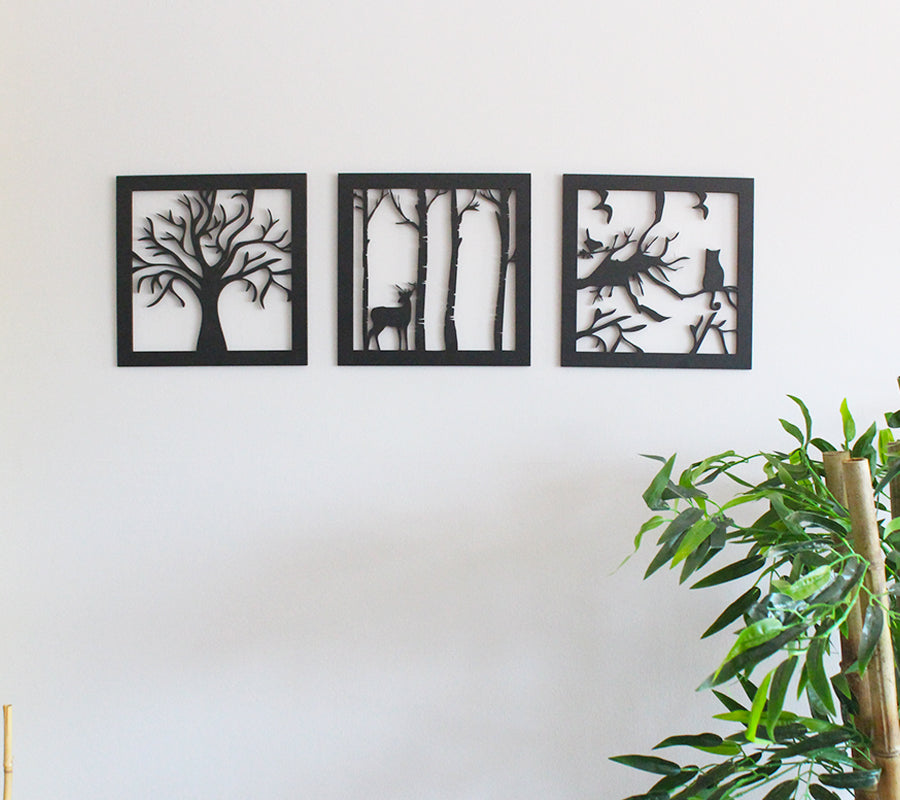 3'lü Ahşap Lazer Kesim Orman