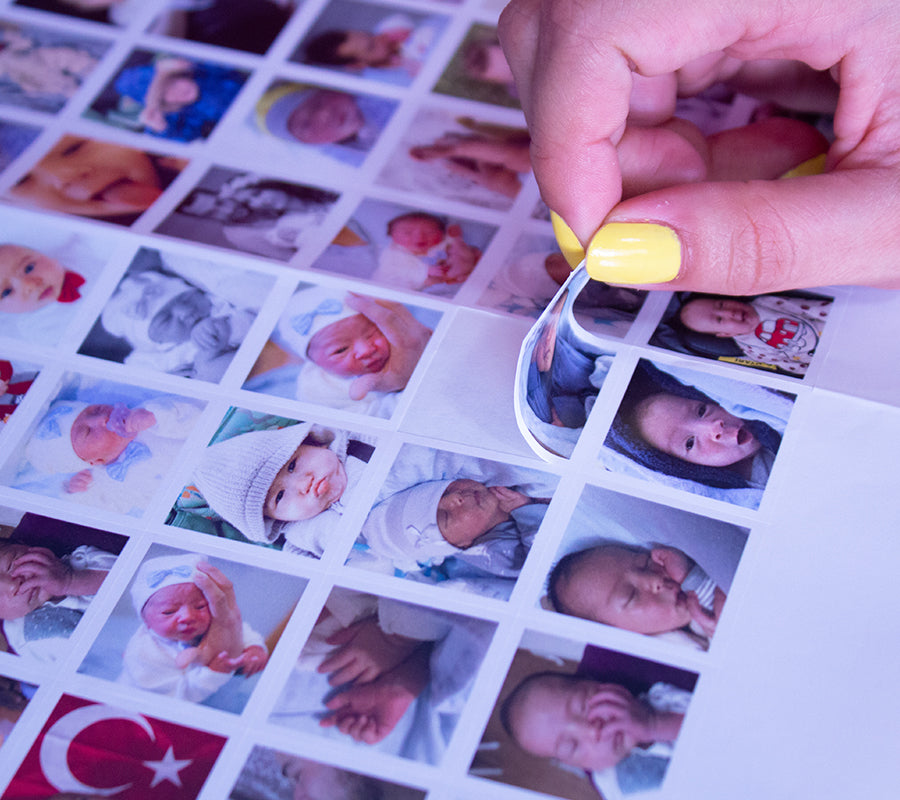 54 Adet 3x3cm Sticker Etiket Fotoğraf