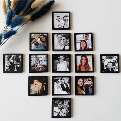 12 Adet 5x5cm Siyah Çerçeveli Magnet (Kendin Yap)