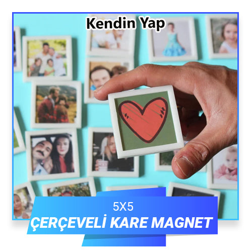 12 Adet 5x5cm Beyaz Çerçeveli Magnet (Kendin Yap)