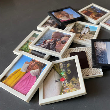 12 Adet 5x5cm Beyaz Çerçeveli Magnet (Kendin Yap)