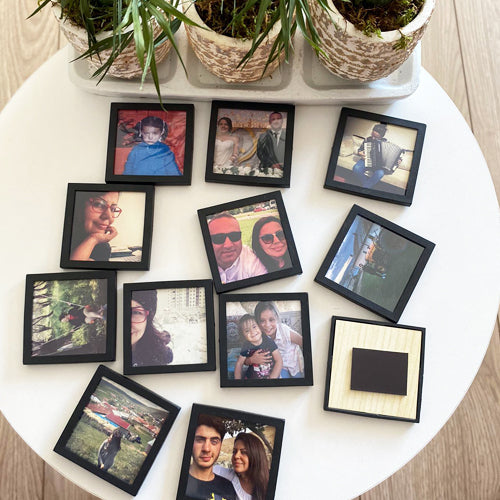 12 Adet 5x5cm Siyah Çerçeveli Magnet (Kendin Yap)
